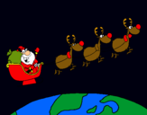 Dibujo Papa Noel repartiendo regalos 3 pintado por mansana