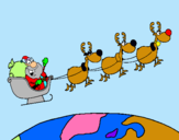 Dibujo Papa Noel repartiendo regalos 3 pintado por MARCO24