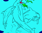 Dibujo Delfines jugando pintado por amey