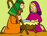 Dibujo Adoran al niño Jesús pintado por Laura98