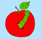 Dibujo Manzana con gusano pintado por lety_yanke