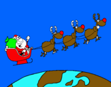 Dibujo Papa Noel repartiendo regalos 3 pintado por michaelcplvi