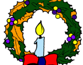 Dibujo Corona de navidad y una vela pintado por loomkm646514