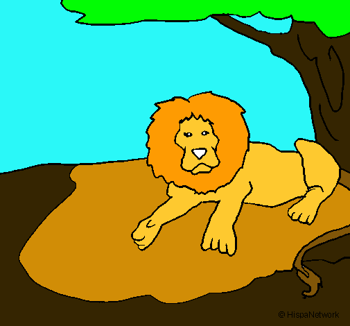 Dibujo Rey león pintado por amey