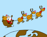 Dibujo Papa Noel repartiendo regalos 3 pintado por cagar 