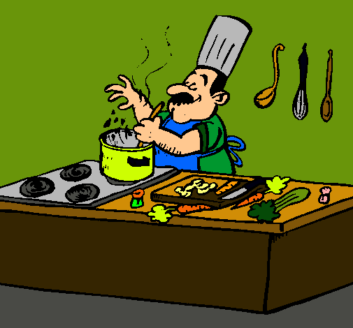 Dibujo Cocinero en la cocina pintado por Chechy