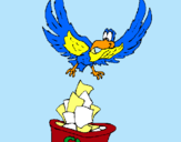 Dibujo Águila reciclando pintado por ludita