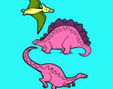 Dibujo Tres clases de dinosaurios pintado por cjfkjdterude