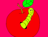 Dibujo Manzana con gusano pintado por darinel