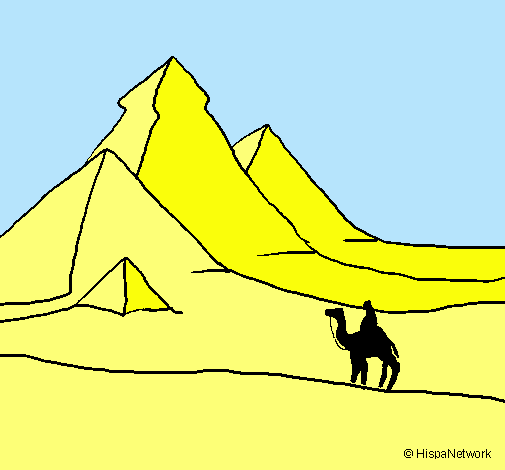 Dibujo Paisaje con pirámides pintado por dogui