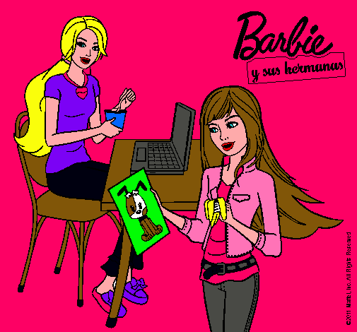 Barbie y su hermana merendando