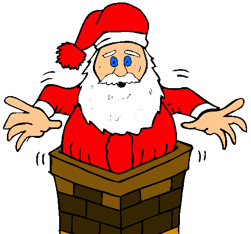 Dibujo Papa Noel en la chimenea pintado por gtmb
