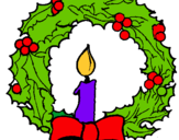 Dibujo Corona de navidad y una vela pintado por tirililup8t