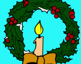 Dibujo Corona de navidad y una vela pintado por aaaaaaaaaaaa