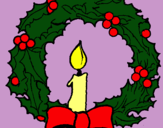 Dibujo Corona de navidad y una vela pintado por bbxhxh
