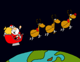 Dibujo Papa Noel repartiendo regalos 3 pintado por kjegh