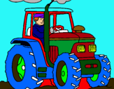 Dibujo Tractor en funcionamiento pintado por darwinmend