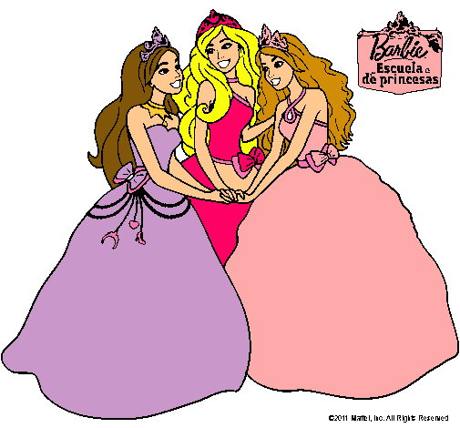 Dibujo Barbie y sus amigas princesas pintado por daiyan