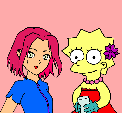 Dibujo Sakura y Lisa pintado por OLNKA