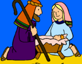 Dibujo Adoran al niño Jesús pintado por ingridd