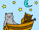 Dibujo Gato y búho pintado por edurnee