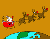 Dibujo Papa Noel repartiendo regalos 3 pintado por fgtrfgtrfg