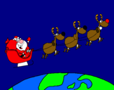 Dibujo Papa Noel repartiendo regalos 3 pintado por Meee