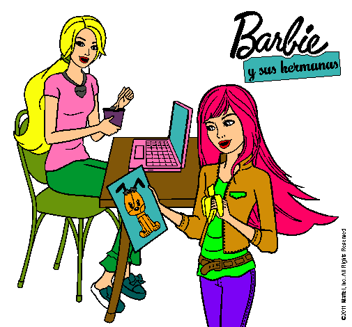 Barbie y su hermana merendando