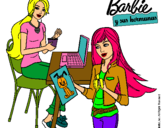 Dibujo Barbie y su hermana merendando pintado por clawde
