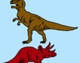 Dibujo Triceratops y tiranosaurios rex pintado por 0000