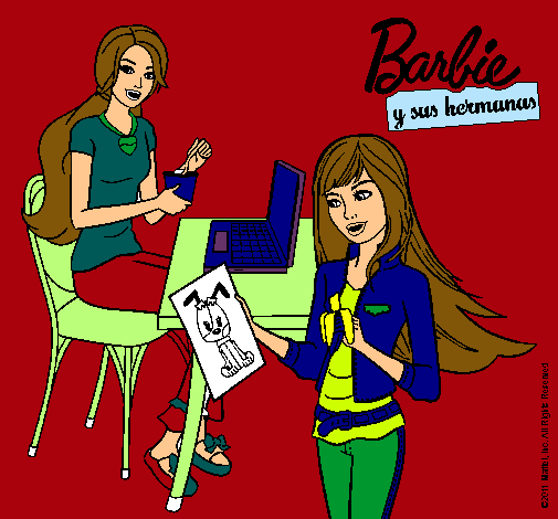 Barbie y su hermana merendando