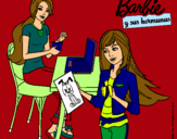 Dibujo Barbie y su hermana merendando pintado por 111199