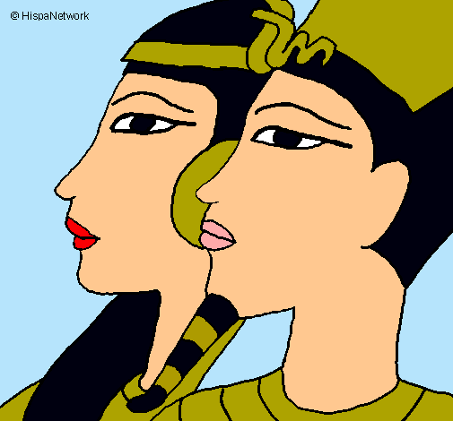 Dibujo Ramsés y Nefertiti pintado por aitana12