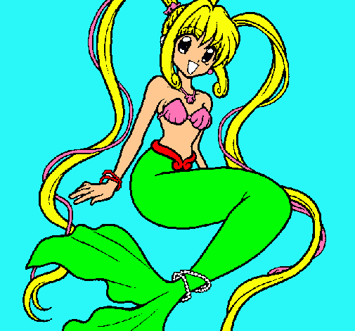 Dibujo Sirena con perlas pintado por pancha