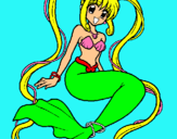 Dibujo Sirena con perlas pintado por pancha