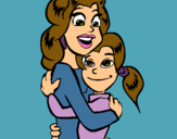 Dibujo Madre e hija abrazadas pintado por mamj