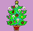 Dibujo Árbol de navidad con velas pintado por arbolito