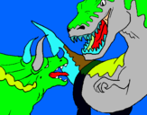 Dibujo Lucha de dinosaurios pintado por Lolo130306