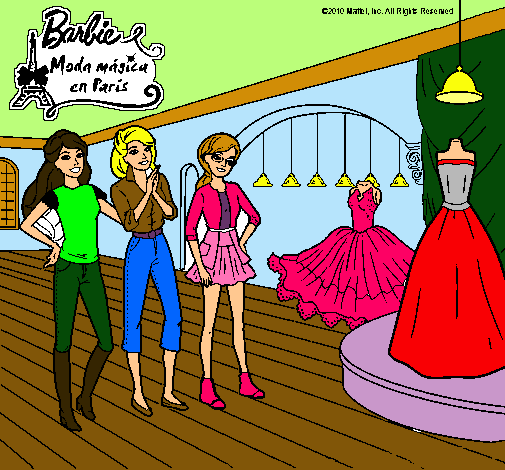 Dibujo Barbie mirando vestidos pintado por andreyrams