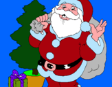 Dibujo Santa Claus y un árbol de navidad pintado por NAVIDA