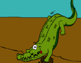 Dibujo Aligátor entrando al agua pintado por popopipi