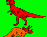 Dibujo Triceratops y tiranosaurios rex pintado por tiranosaurio