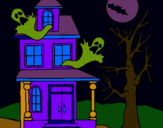 Dibujo Casa fantansma pintado por hallowin