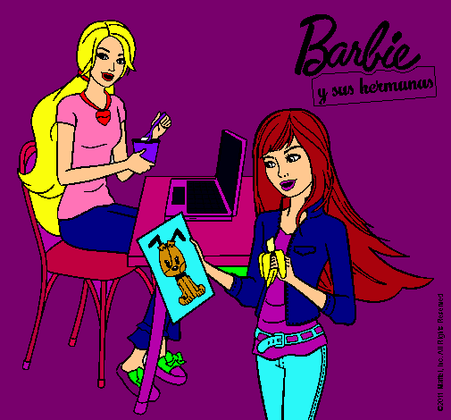 Barbie y su hermana merendando