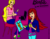 Dibujo Barbie y su hermana merendando pintado por raquelibarvi