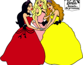Dibujo Barbie y sus amigas princesas pintado por Lauriit