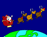 Dibujo Papa Noel repartiendo regalos 3 pintado por chomas