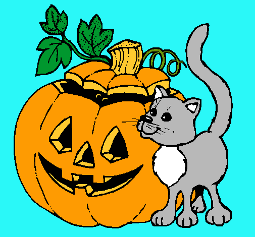 Calabaza y gato