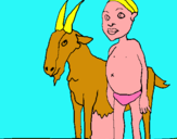 Dibujo Cabra y niño africano pintado por alexsi