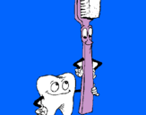 Dibujo Muela y cepillo de dientes pintado por mflg